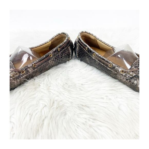 Clarks Dunbar Cruiser Loafers Women’s 9.5 Snake-Print Metallic Bronze Comfort - Picture 9 of 13